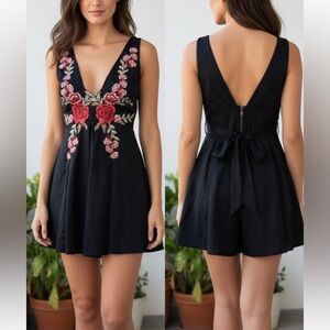 SEEK The Label Floral Patch Black Romper
